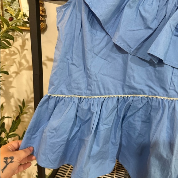 Wildfox Blue tank Ruffle Blouse size medium - Picture 3 of 7